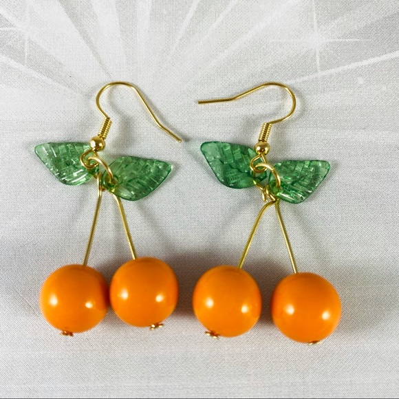 House Of Adornments Jewelry - Adorable little orange lucite dangle bead fruit earrings
